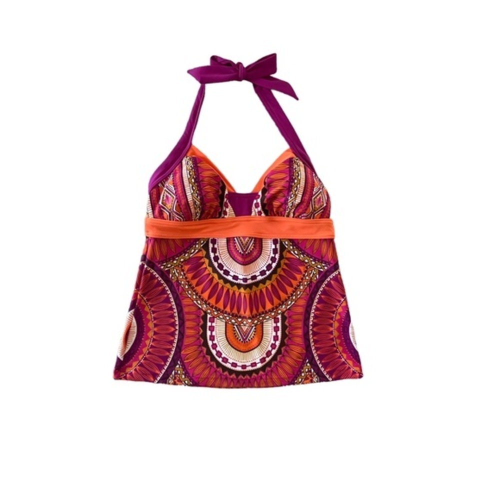 Prana‎ Purple & Orange Aztec Tribal Print Tankini Top Size Small